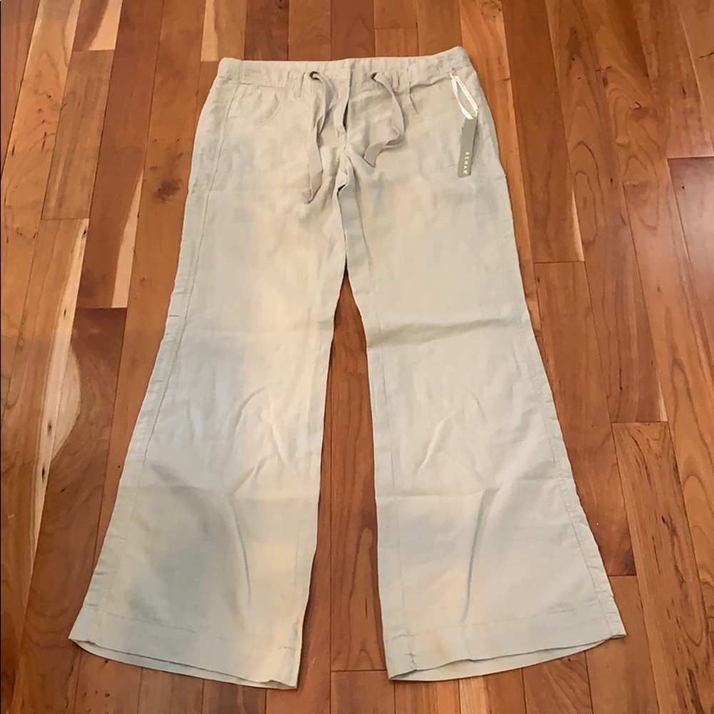Tan linen pants wide leg size 8
